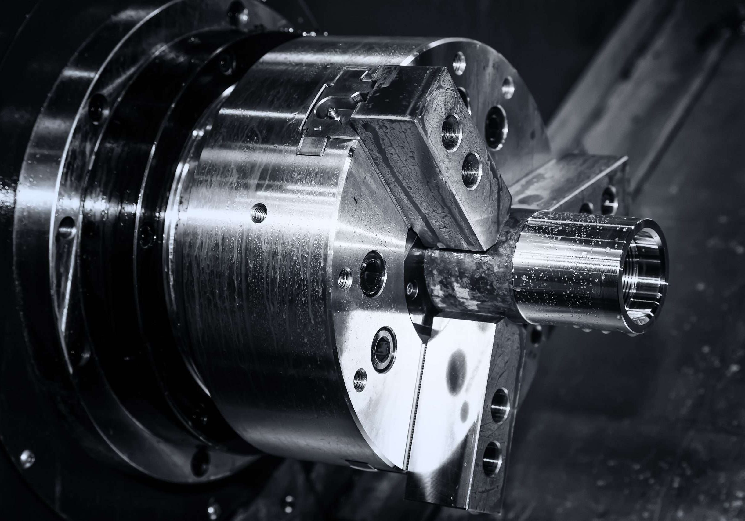 metal gear turning, CNC milling machine close-up